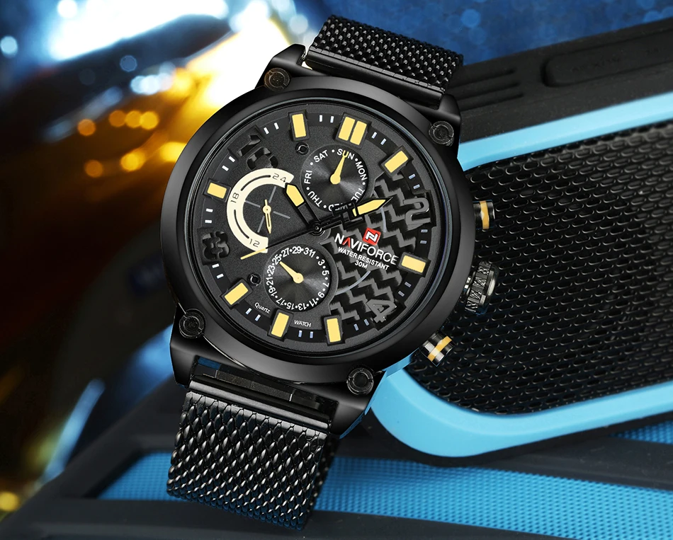 Бренд NAVIFORCE, Роскошные мужские часы, 24 часа, дата, неделя, дисплей, кварцевые часы, мужские спортивные наручные часы из стали, мужские часы