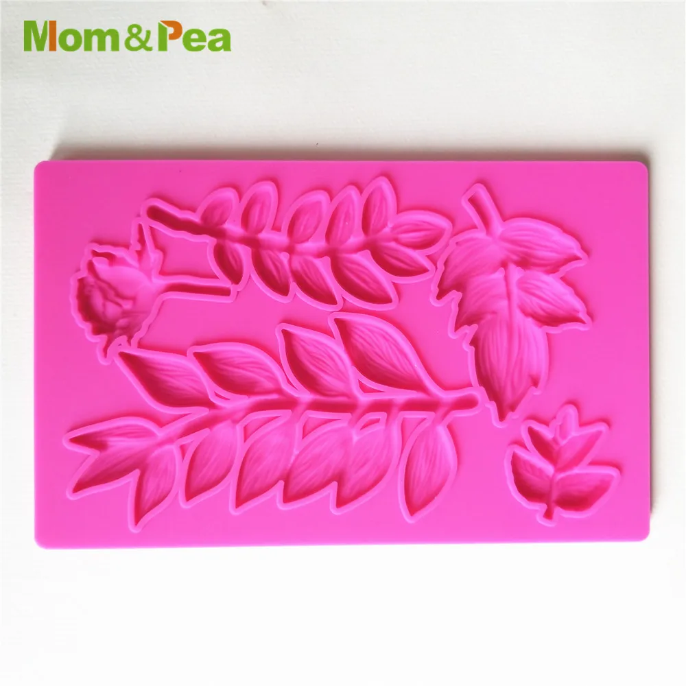

Силиконовый торт Mom & Pea GX265, в форме листа, украшение торта, помадка, 3D форма для пищевых продуктов