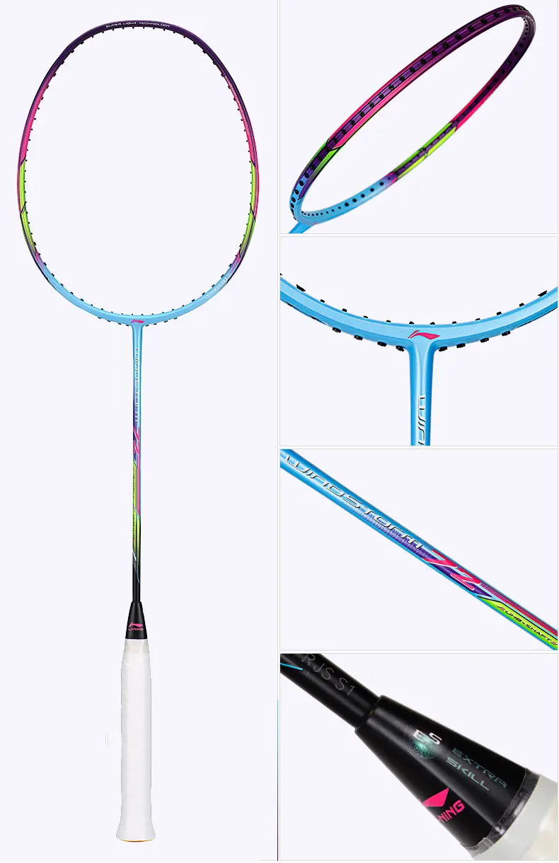 72 г Супер светильник Li-Ning ракетка для бадминтона новейшая шторм для бури 72 фунтов до 30 фунтов AYPM084 ракетки с овергрипом L707OLB