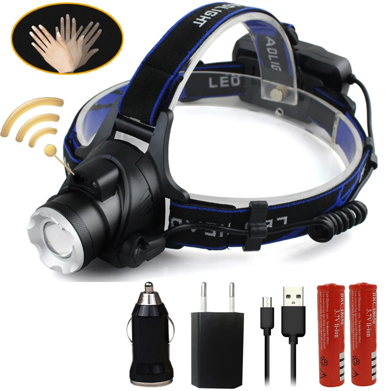 Option G Litwod Z20568 CREE XM-L2 U3 движения тела Сенсор головной светильник Перезаряжаемые светодиодный налобный фонарь 6000lm головки вспышки света светильник фонарь лампа светильник - Испускаемый цвет: Option G