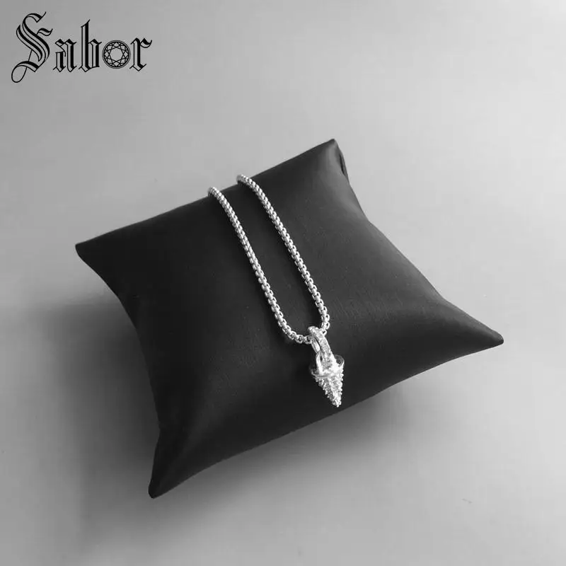 Кулон белый CZ Спайк для женщин и мужчин Модный классический серебристый цвет