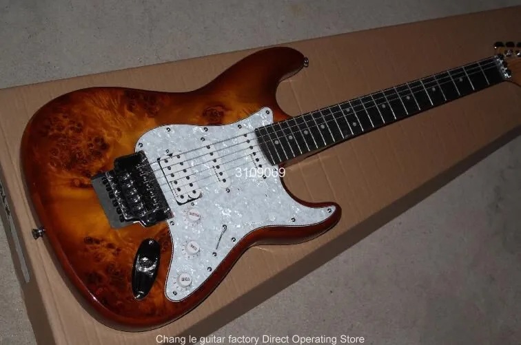 Новая фингерборд из палисандра 6 струн floyd rose tremolo с узором Burl корпус натурального