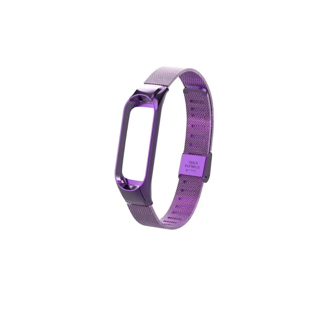 Purple Mi Band 3 ремешок браслет для Xiaomi mi Band 3 ремешок металлический ремешок mi band3 Нержавеющая сталь Ремешок Браслет miband 3 ремешок для часов - Цвет ремешка: Purple