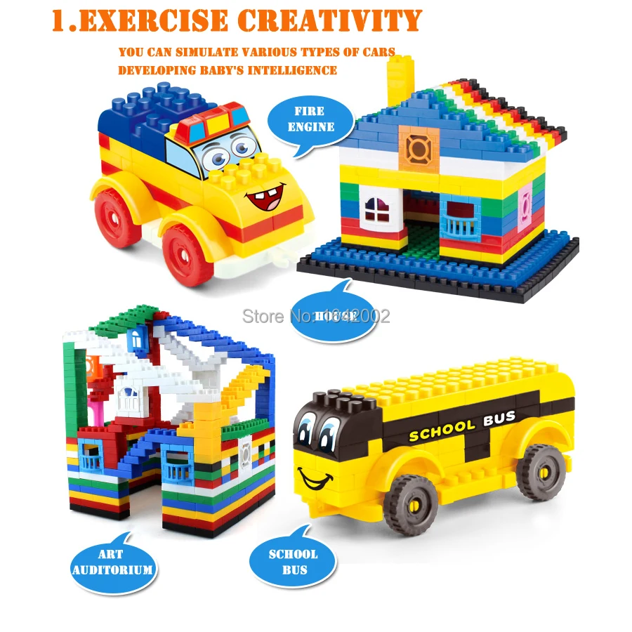 172/342Pcs Bulk Brick Building Blocks with Windows and car set Mixed Shape DIY Creative Bricks Kid Educational Toys | Игрушки и хобби