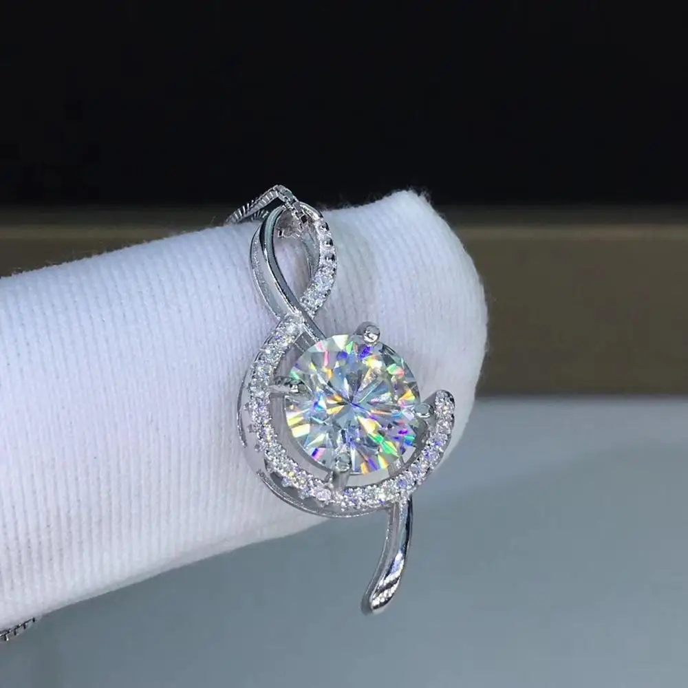 Круглые серебряные подвески poethes Of Jew Store 1ct D VVS роскошные Подвески Moissanite Weding для