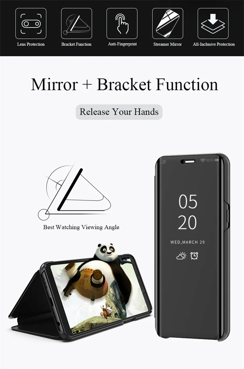 Роскошный чехол с зеркалом для huawei Honor Note 10 9i плюс играть V10 9 Lite Nova 3 3i Y5 Y6 Y7 Prime P20 сенсорный подставка 360 крышка