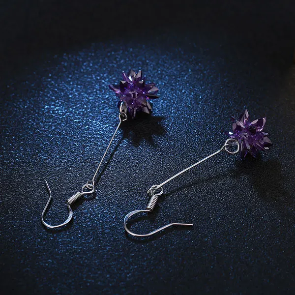 BluePurple 1 шт. представляет новые модные простые маленькие серьги со снежинками, модные ювелирные изделия Длинные серьги оптом женские массивные серьги - Окраска металла: BluePurple