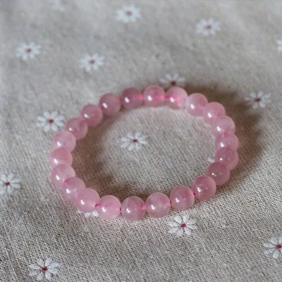 Браслет с натуральными камнями 8 мм розового цвета | Украшения и аксессуары