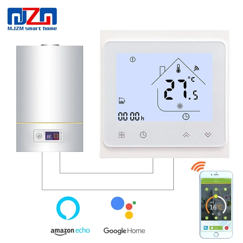 MJZM BGL-002-WiFi термостат для газового котла контроль температуры Лер Alexa Google домашний контроль терморегулятор для теплого помещения - Цвет: BGL-002BB-WiFi