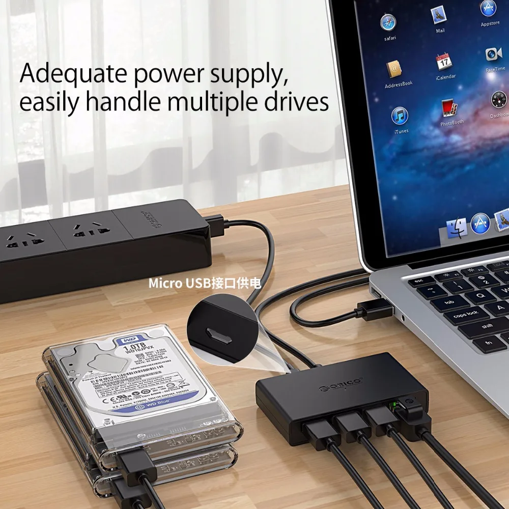 Концентратор ORICO USB 3 0 + Gigabit Ethernet мини концентратор для настольного компьютера Ofiice