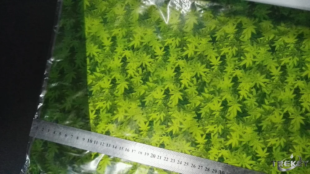 0.5M*10M Green Cannabis Leaves Pattern Water Transfer Printing Film HL82-S, 10M Hydrographic film Pva Water Soluble Film