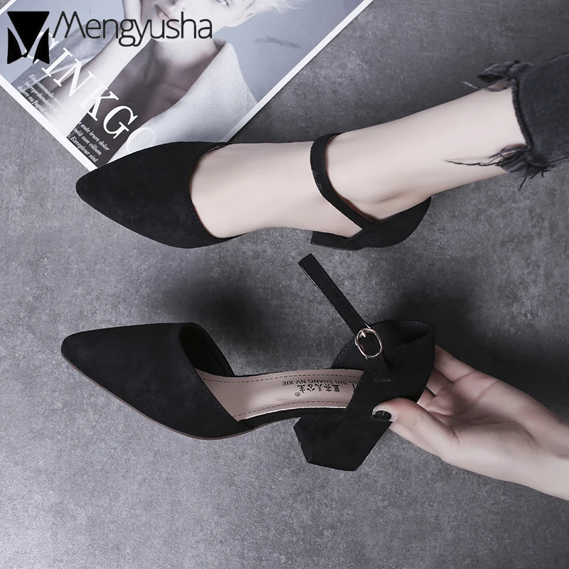 Изящные модельные туфли лодочки с закрытой пяткой женские вельвет пряжкой на