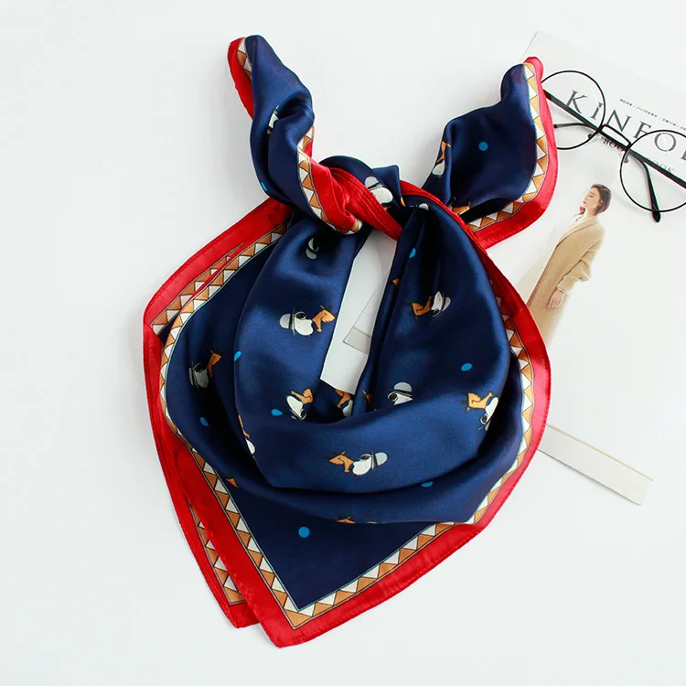 Супер милая собака мультфильм цифровой печати мода новый искусственный шелковый