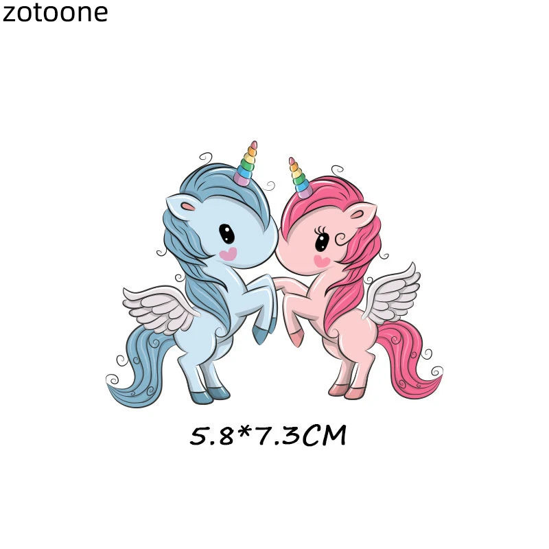 ZOTOONE/аппликация в виде цветка, милое животное, единорог, железные нашивки для детской одежды, нашивка в виде сердца, детская одежда с принтом E - Цвет: 1088
