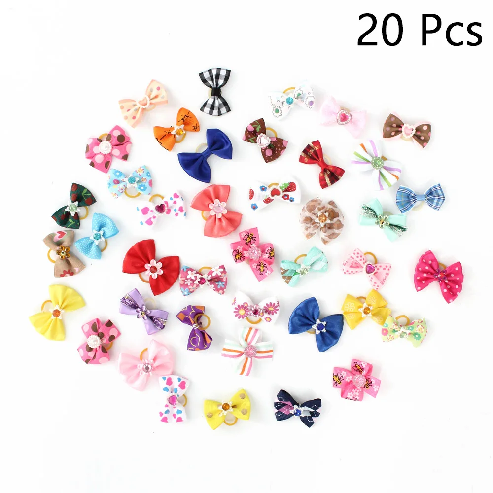 20 Pcs Mix Styles 20/50/100 шт. ручной работы аксессуары для ухода за домашними животными продукты бабочка галстук-бабочка 6011026 волосы с мелким цветочным рисунком бантов для маленьких талисманы "Собака" подарок - Цвет: 20 Pcs Mix Styles