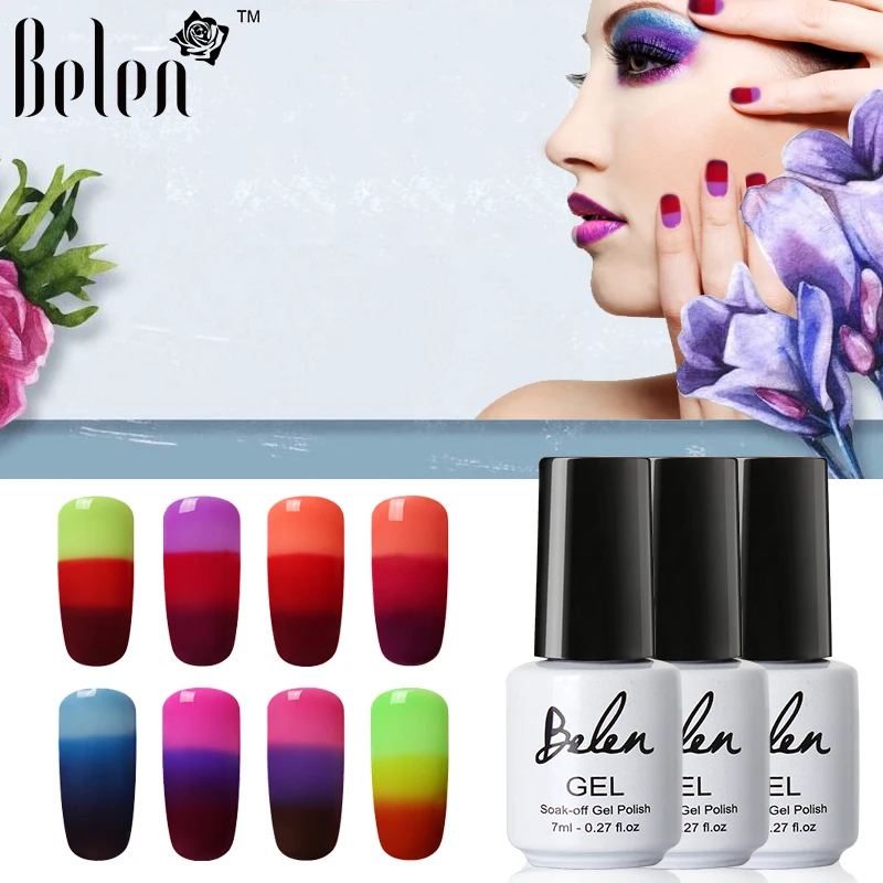 Термальный лак для ногтей Belen меняющий цвет Лак отмачиваемый Гель прозрачный 7