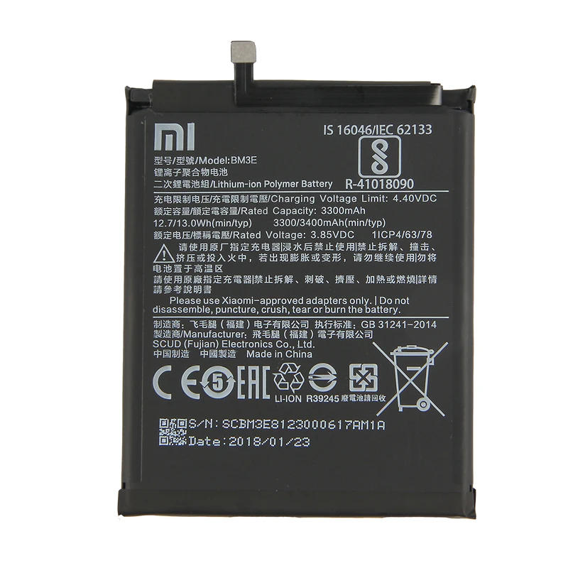 Xiaomi высокой емкости BM3E телефон батарея для Xiaomi 8 MI8 M8 3400mAh