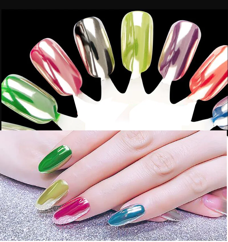 Зеркальная пудра Хамелеон LuckForever для радужных ногтей блестящий порошок