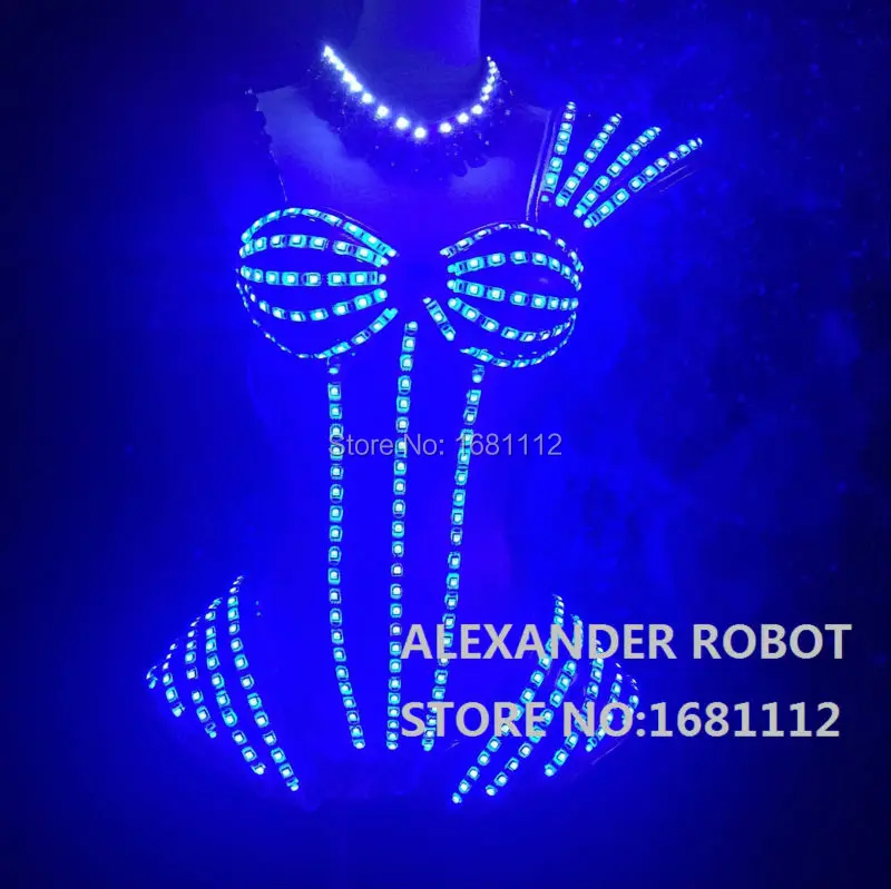 Женская светодиодная одежда/светящийся костюм/женский бюстгальтер светящиеся