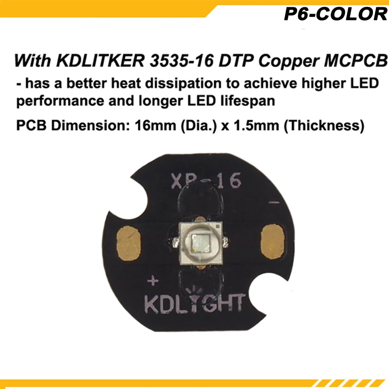 KDLITKER P6 COLOR XP E2 Green 530nm 280 люмен 3V 9V 1 Mode OP P60 Drop in (Dia. 26 5 мм)|Фонарики и осветительные