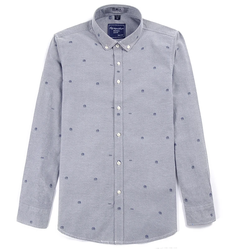 Повседневная рубашка для мужчин жаккардовая оксфорд с принтом хлопок Модная