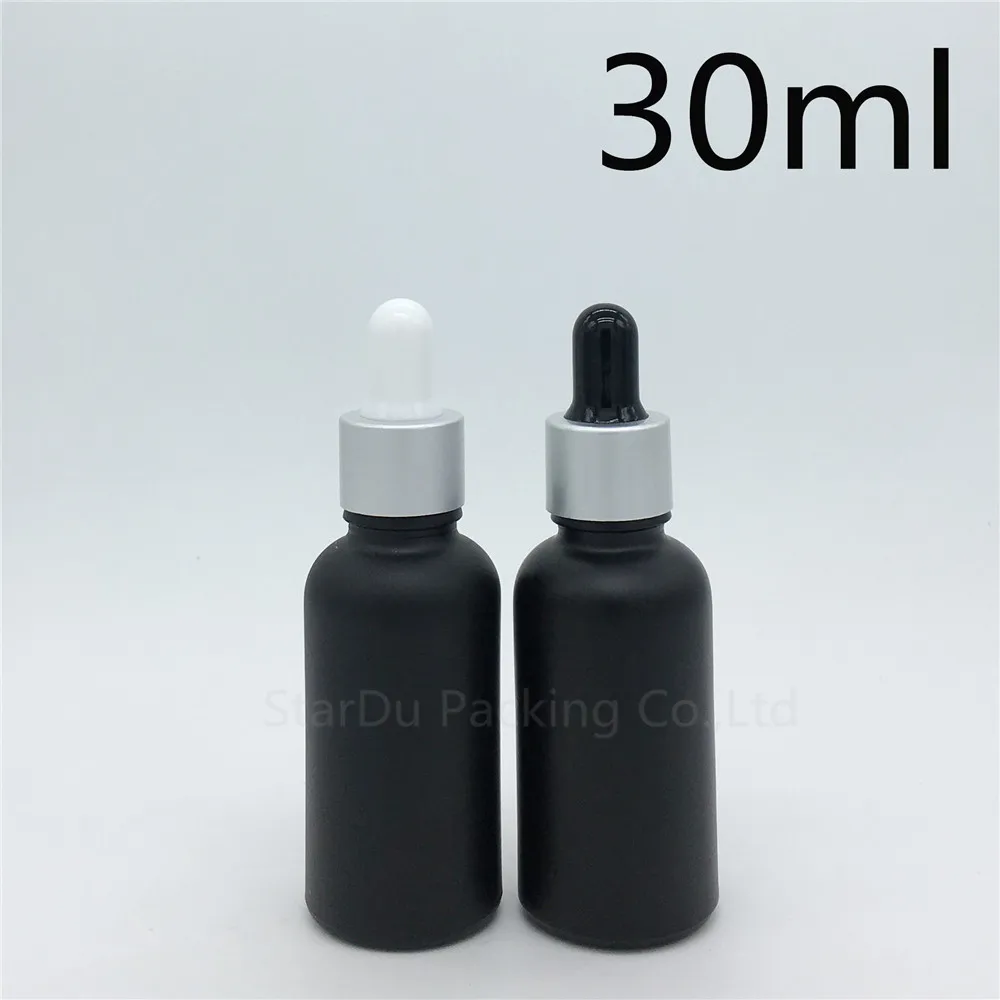 

480pcs 30ml Black Frosted Glass Essential Oil Bottle With Sub Silver Ring Dropper 30cc Glass Perfume Bottle