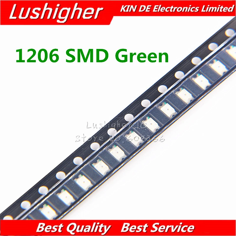 100 шт Зеленые 1206 SMD светодиодсветодиодный зеленые диодсветильник|Диоды| |