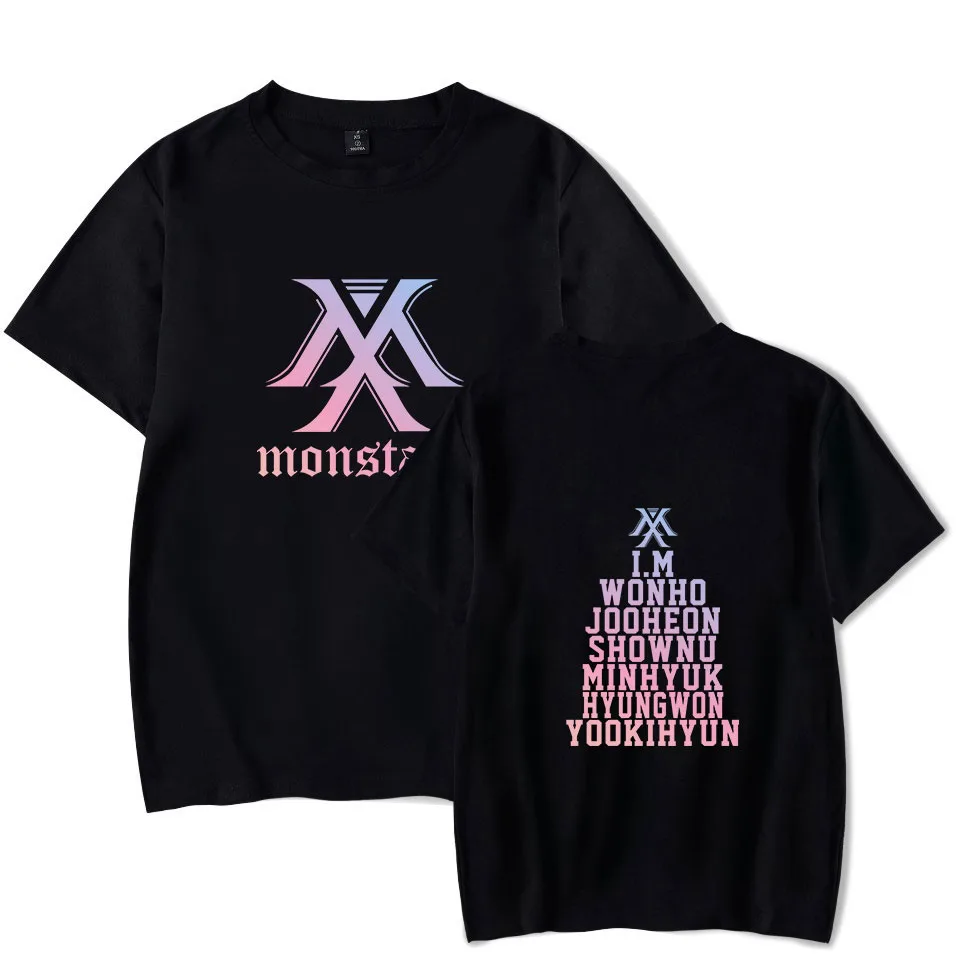 Монста х классная с принтом логотипа Повседневное футболка о образным вырезом Kpop