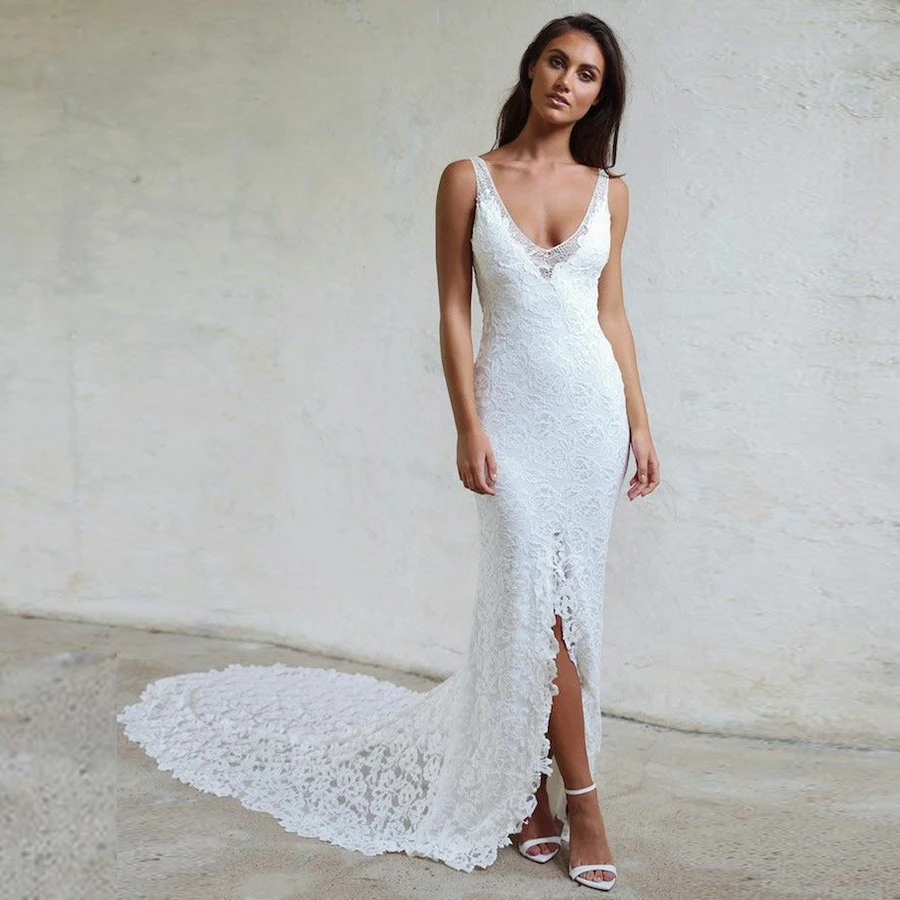 Очаровательные свадебные платья с открытой спиной сексуальное кружевное платье