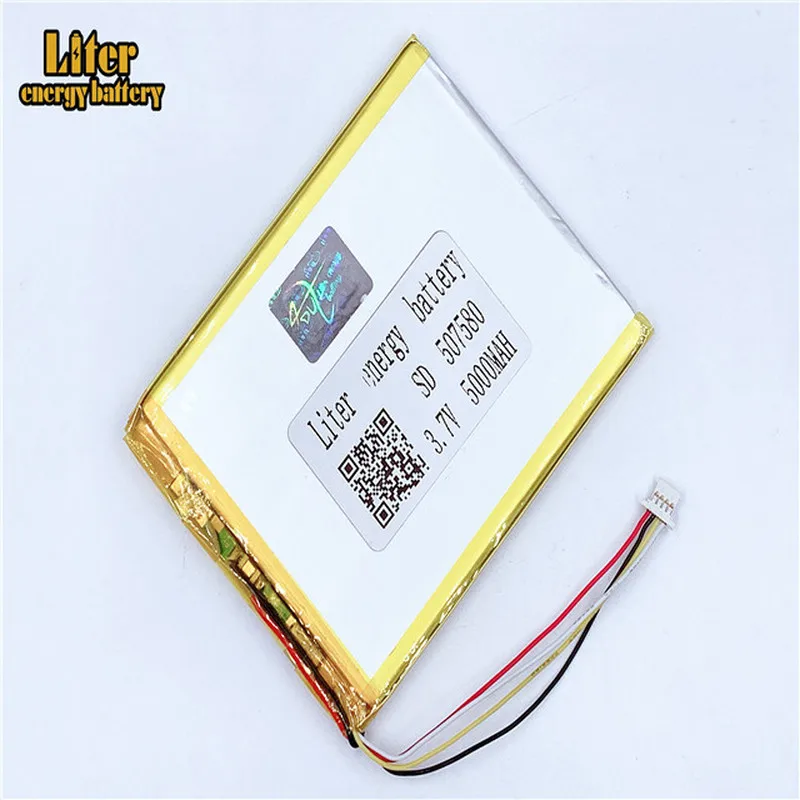 plug 1.0-4P 507580 5000mah 3.7V Rechargeable charging lithium polymer battery for tablet pc 7 inch MP4 MP5 |