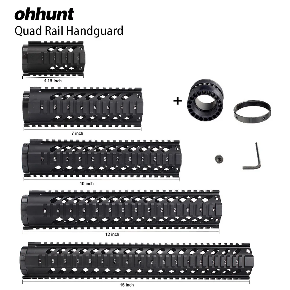 Ohhunt Тактический " 7" 1" 12" 1" бесплатно поплавок Quad Rail Handguad M4 AR15 M16 рейка Пикатинни Тип поручень RAS