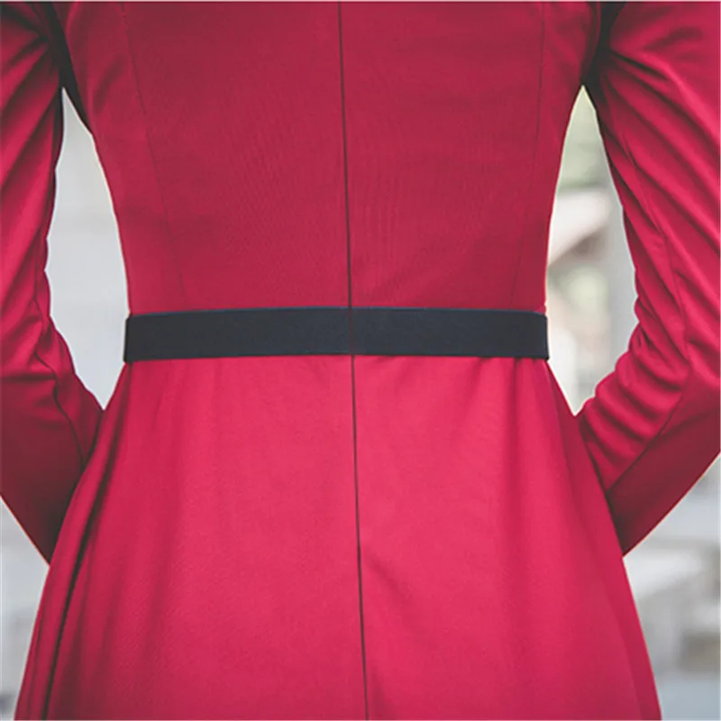 2018 осеннее Новое Женское однотонное длинное платье с круглым вырезом и высокой