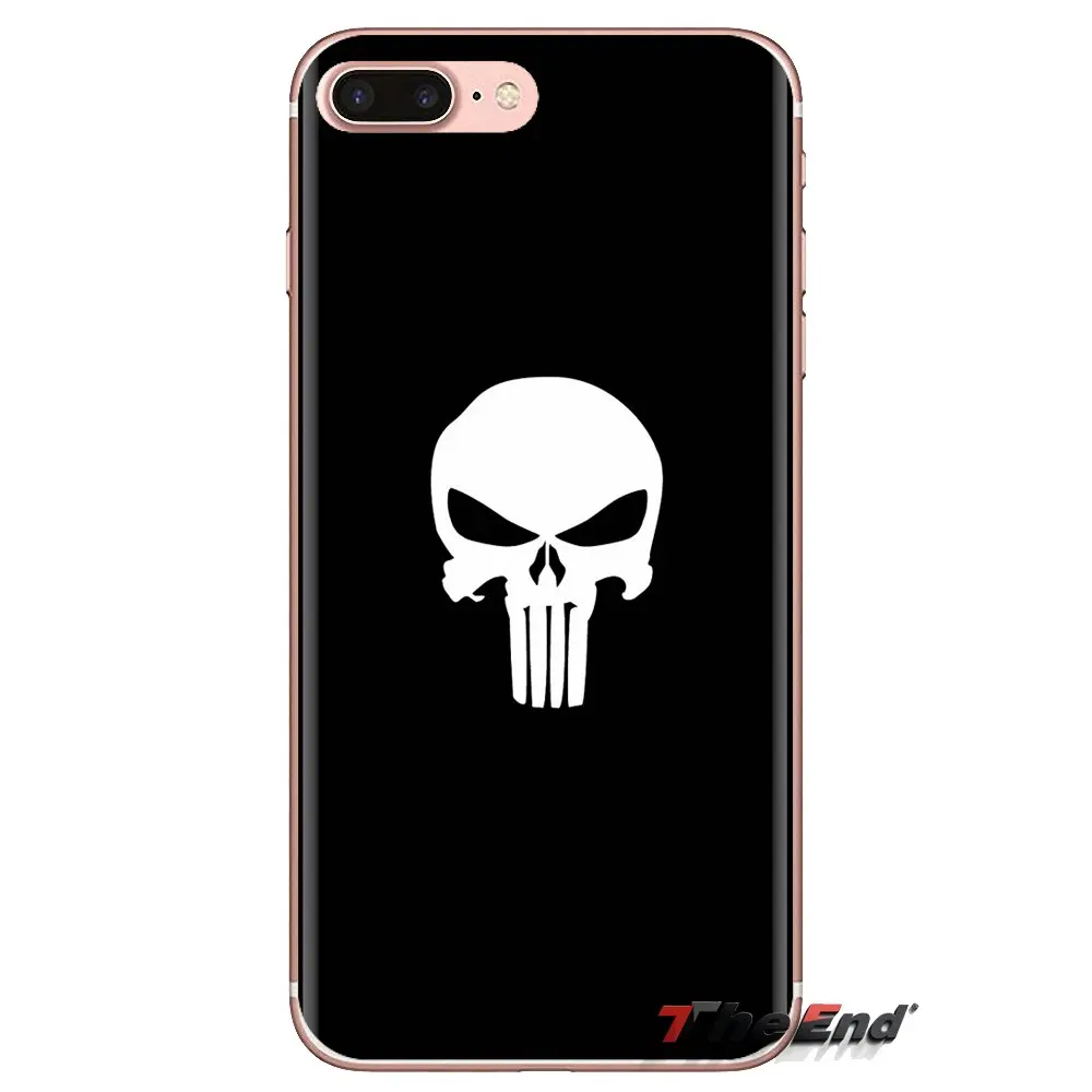 For Samsung Galaxy S3 S4 S5 Mini S6 S7 Edge S8 S9 S10 Plus Note 3 4 5 8 9 Soft Transparent Shell Covers the punisher skull |