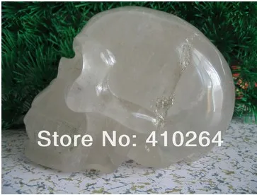 YM 328 FengShui Good Luck Clear Quartz Rock Skull Carving Realist Crystal statue | Дом и сад
