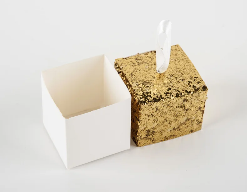 Коробка для свадебных конфет Золотая квадратная коробка упаковки сахара