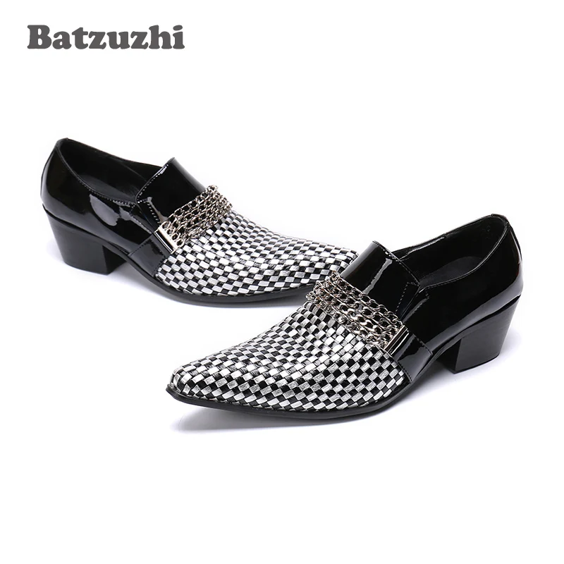 

Batzuzhi Men Shoes 6.5cm High Heel Pointed Toe Designer's Genuine Leather Dress Shoes Oxfords zapatos de hombre sepatu pria, 12