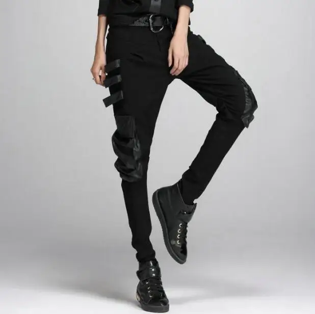 2020 spring and autumn new punk style collage pockets feet harem pants female personality was thin casual pants tide