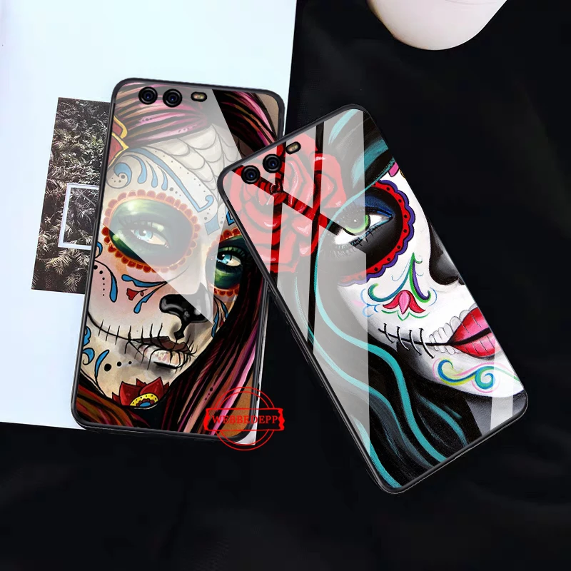 Стеклянный чехол для Huawei P10 lite P20 Pro P30 P Smart honor 7A 8X 9 10 Y6 Mate 20 с татуированным