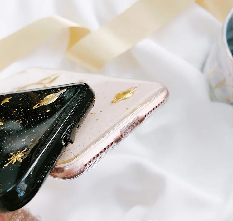 Bling star для iphone x/10 мягкий чехол Луна и Вселенная планета Сатурн блестящая задняя