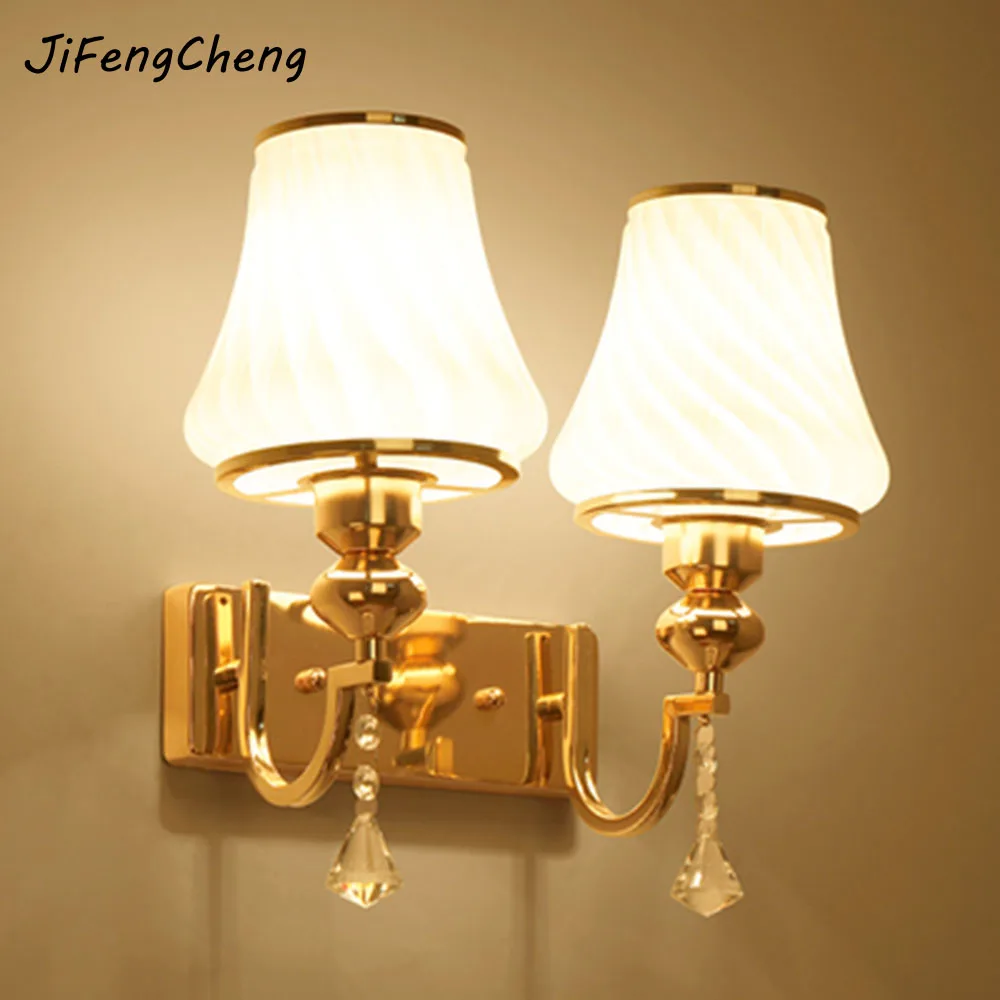 JiFengCheng Simple Modern Glass Sconces Led Wall Lamp Reading Light Bed Bedroom Lighting Contemporary Crystal Bedside | Лампы и