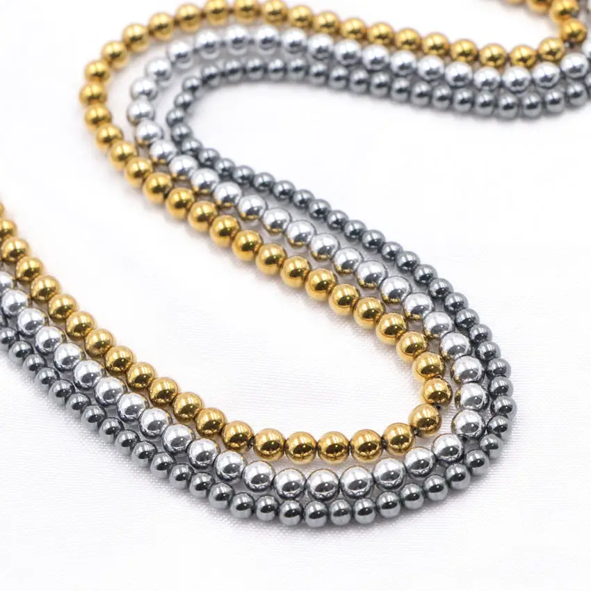 New Round Jewelry Making Natural Stone Hematite Ball Beads Fit DIY Necklace Bracelet Accessories Crafts Loose 15inch A857 | Украшения и