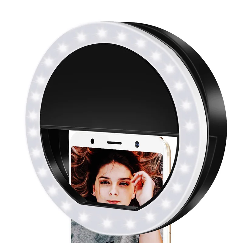 LED Selfie Ring Flash Light Fit Dim Environment Self-timer Tool Tablets Camera Portable Luminous Clip For Cell Phones | Лампы и