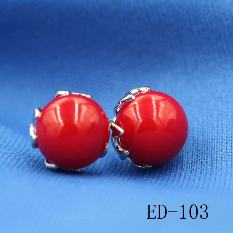 

jewelry earring artificial red coral earrings woman Ball coral women earrings Fashion jewelry earring