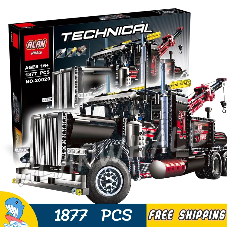1877 шт. Techinic 2в1 эвакуатор 20020 DIY фигурки строительные блоки подарки транспорт автомобиль перевозчик погрузчик игрушки совместимы с Лаго