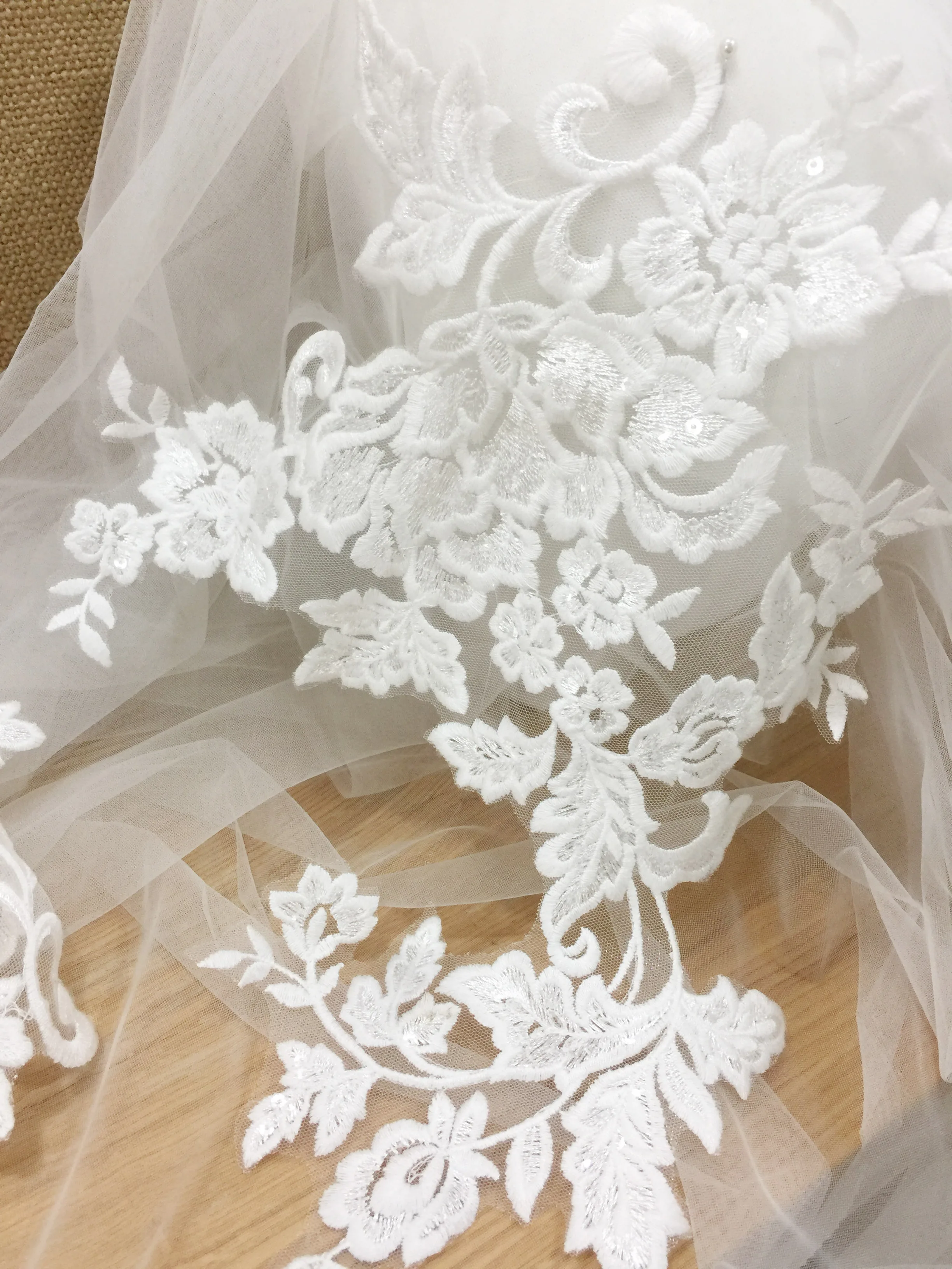 5 пар полупрозрачных пайеток хлопковая вышивка Кружевная аппликация пара белых