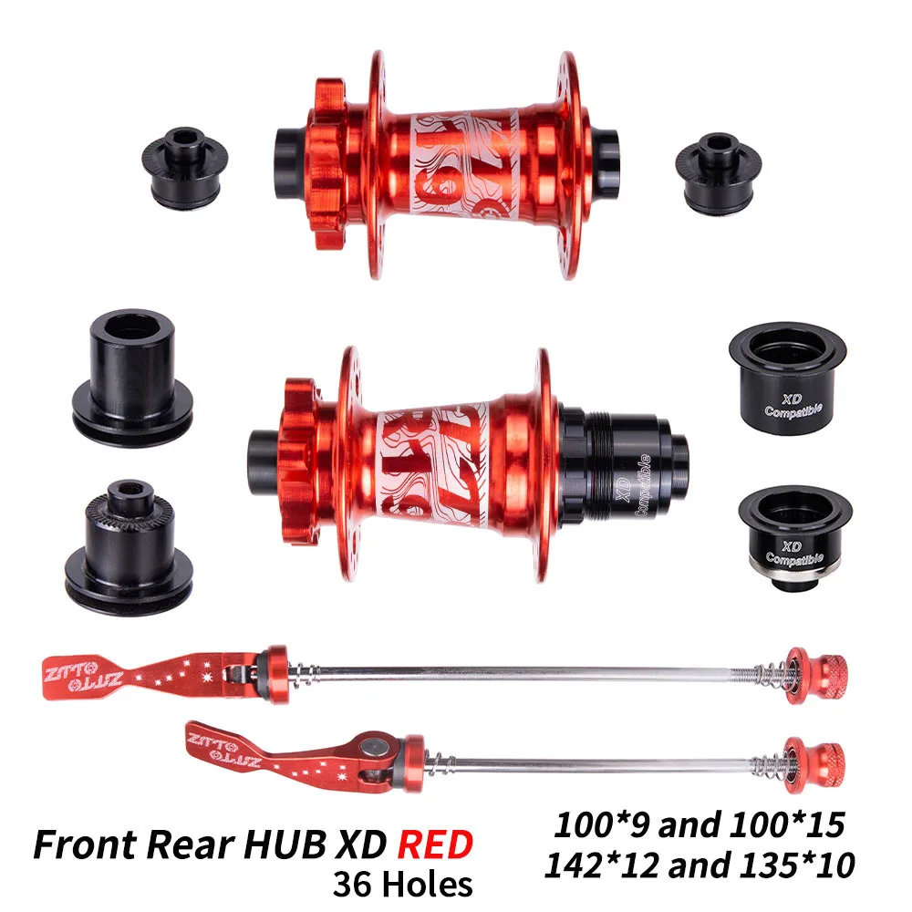 36H XD RED ZTTO MTB 36H отверстие велосипедный дисковый тормоз 4 герметичный Подшипник Втулка QR через ось Quick Release XD совместимый трещотка 54T для горного велосипеда - Цвет: 36H XD RED