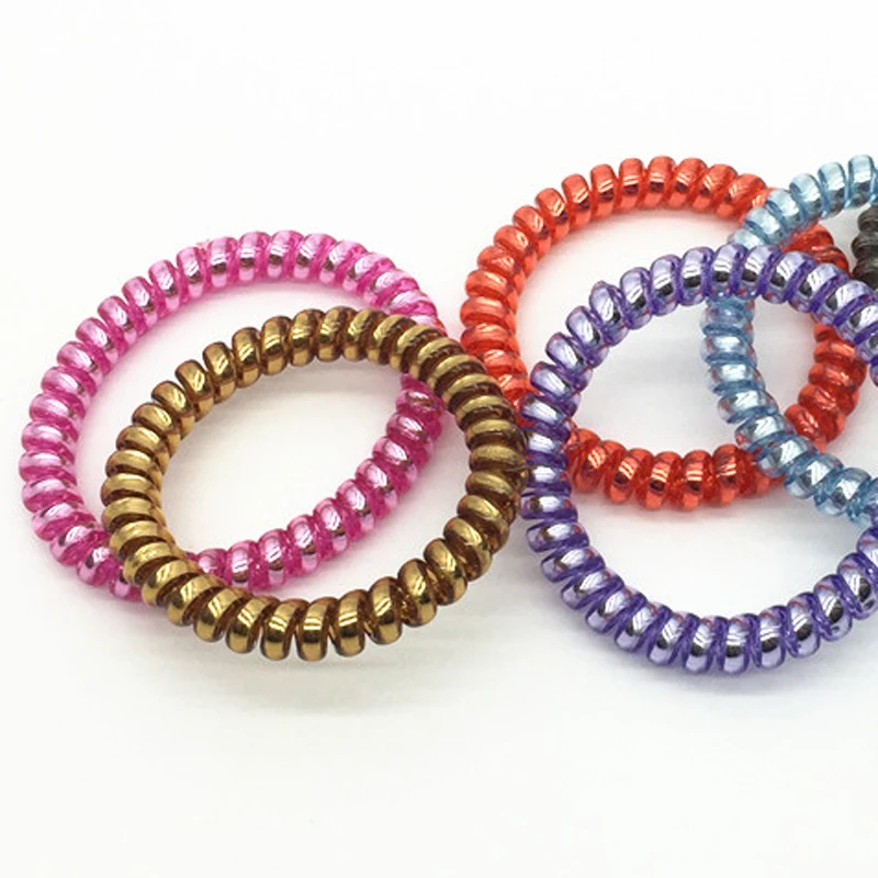 

Korean Telephone Wire Band Rubber Holders Elastic Gum For Girl Women Hair Ring Accessory Lots 10 Pcs