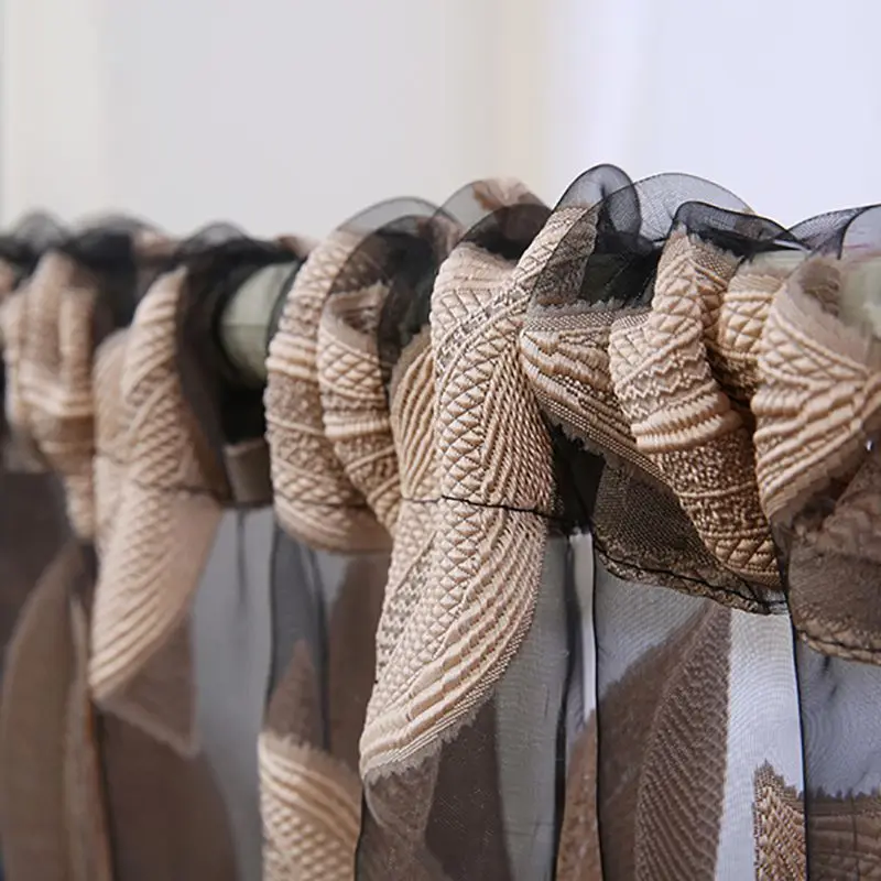 Тюль с листьями тканевые шторы для гостиной занавески полупрозрачная фототкань