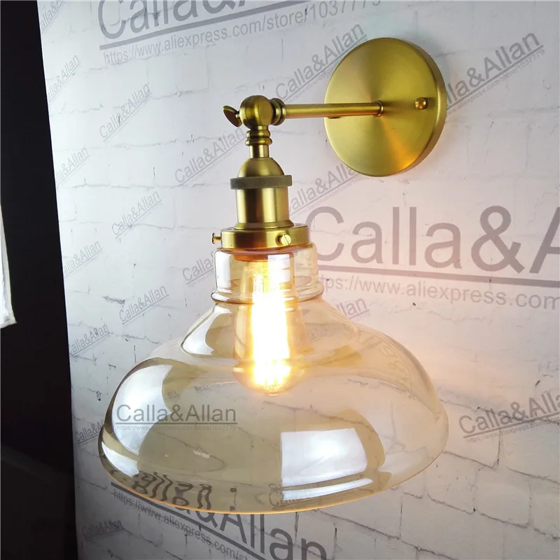 Industrial Vintage Wall Sconce glass shade loft Lamp light fixture antique brass E27 AC 110V/220V edison retro wall | Освещение