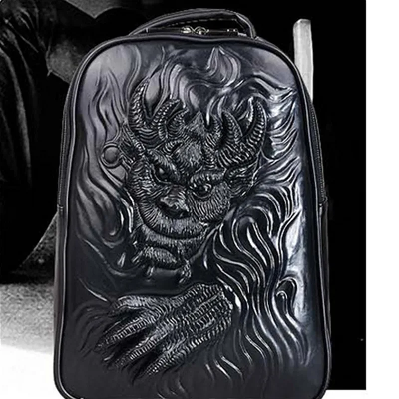 Мужской водонепроницаемый рюкзак с 3d тиснением принтом в виде дракона|backpack punk|men